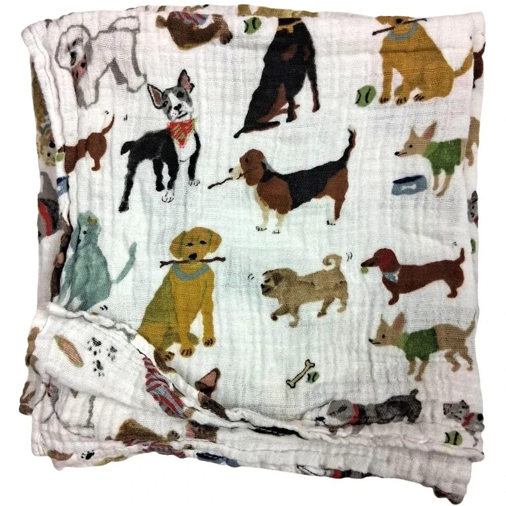 Little Unicorn Baby Swaddle Blanket White Puppy Dog Thin Cotton Unisex
